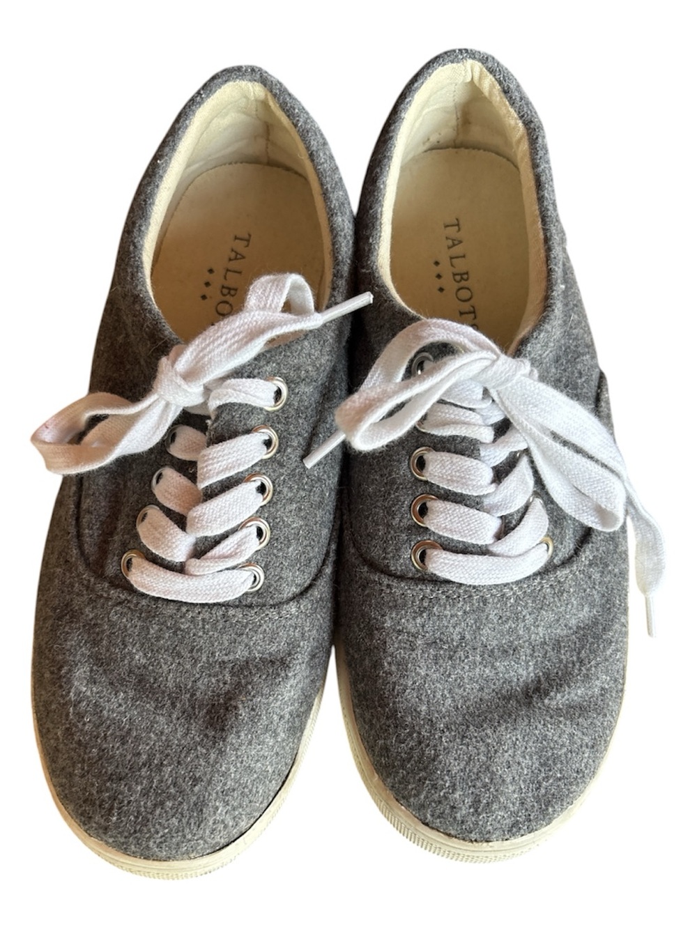 Talbots Gray Felt Lace-Up Sneakers with White Laces